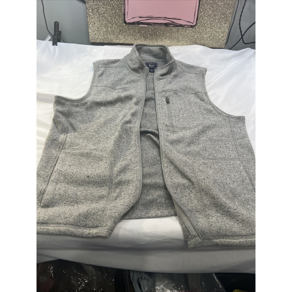 G.H. Bass  Large Mens Charcoal‎ Fleece Vest Collared Zip Pockets Warm Hanging